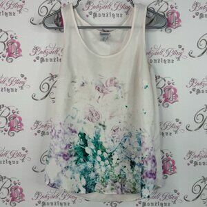 Paraphrase tank top flowers blue purple White Floral Tank Top